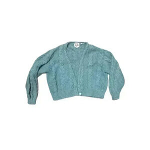 Vintage Contempo Casuals Teal & Cardigan Sweater‎ Large w/Buttons Ramie & Cotton